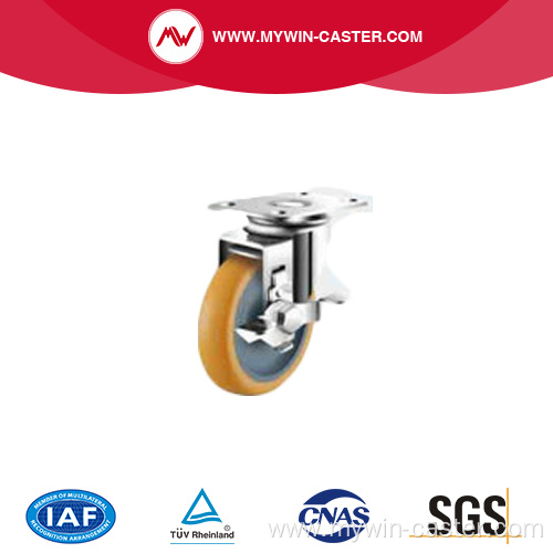 Side Lock Stainless steel medium duty pu casters